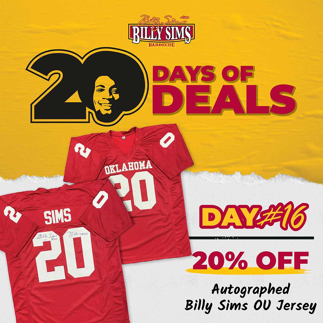 20% OFF Autographed Billy Sims OU Jersey