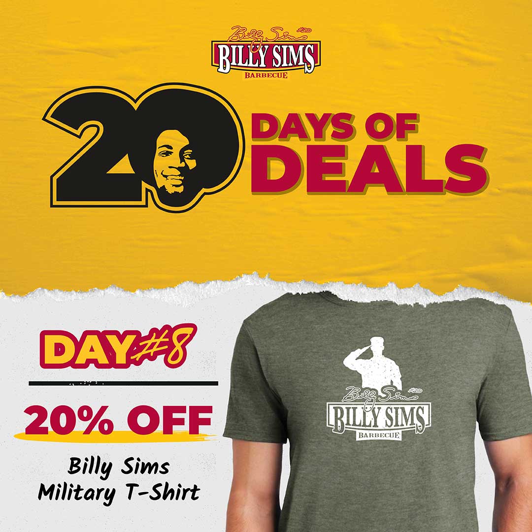 20% OFF Billy Sims BBQ Military T- Shirt